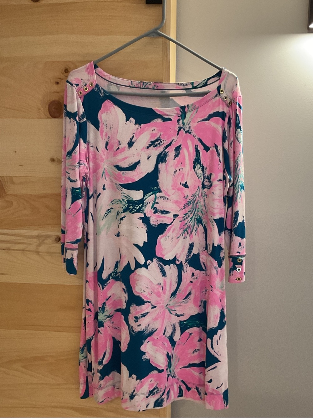 Lilly Pulitzer Pink & Teal Floral Long-Sleeve Dress